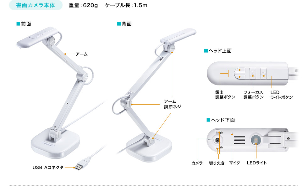 CMS-V46W【USB書画カメラ】800万画素の高解像度USB書画カメラ。Zoom