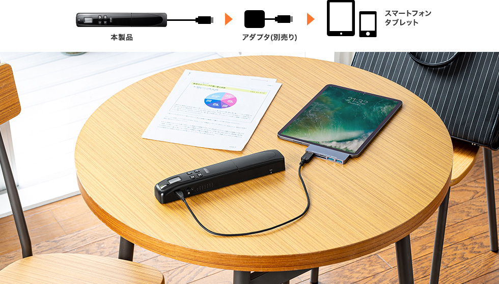 PSC-HS2BK【ポータブルハンディスキャナ】ダブルローラーで安定した