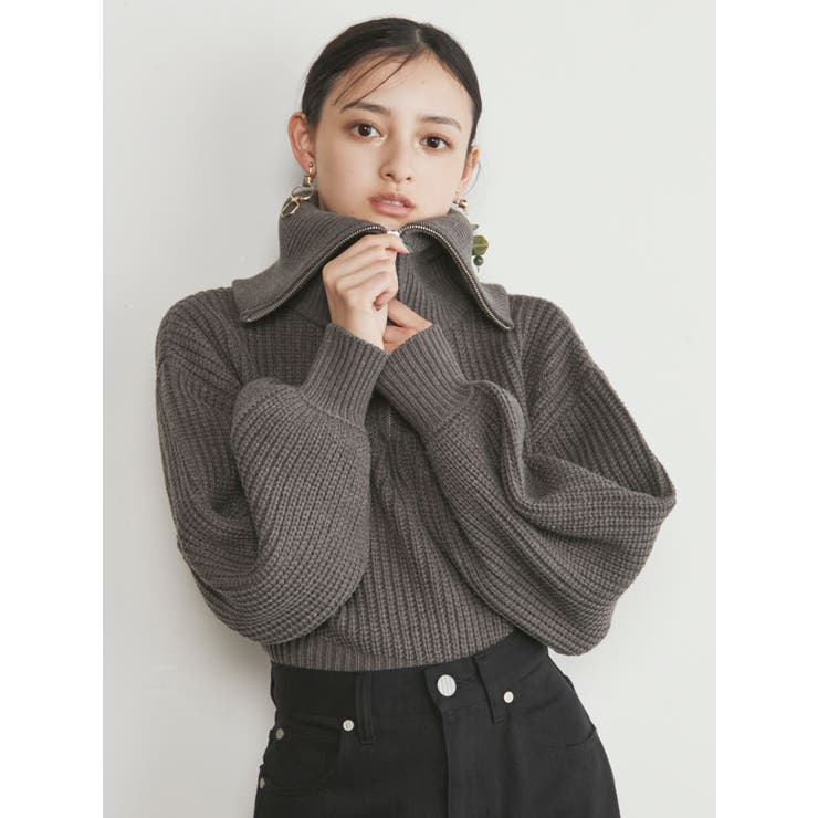 ZIPショートニット[品番：MKSW0046553]｜MURUA（ムルーア）の