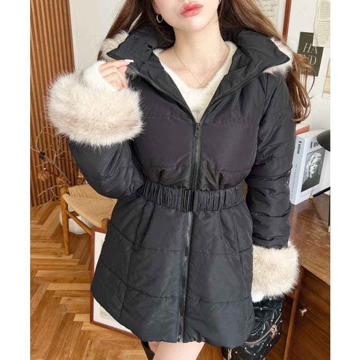 ベルト付きフードファーダウンコート[品番：ERMW0004047]｜moment+