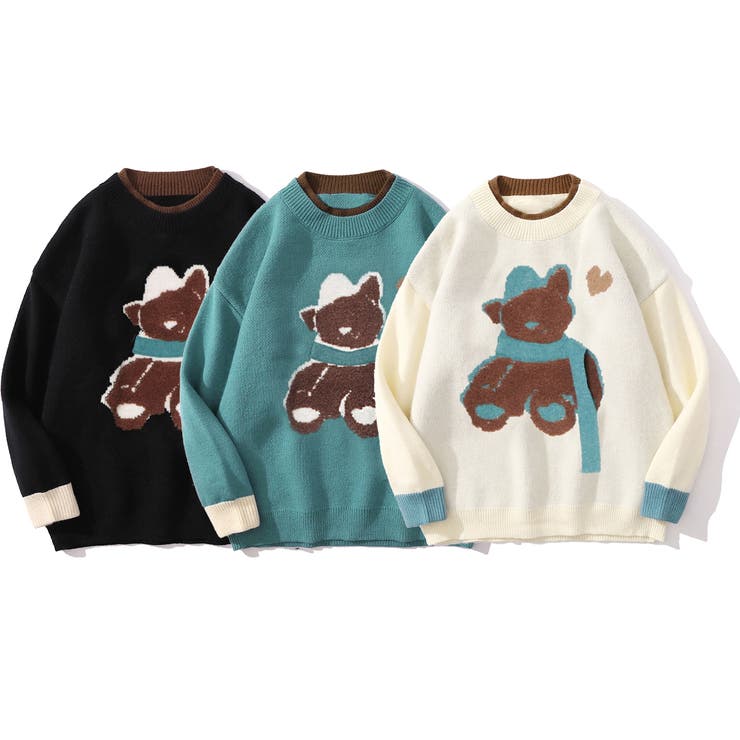 ニット マフラークマニット風スウェット 韓国ファッション[品番