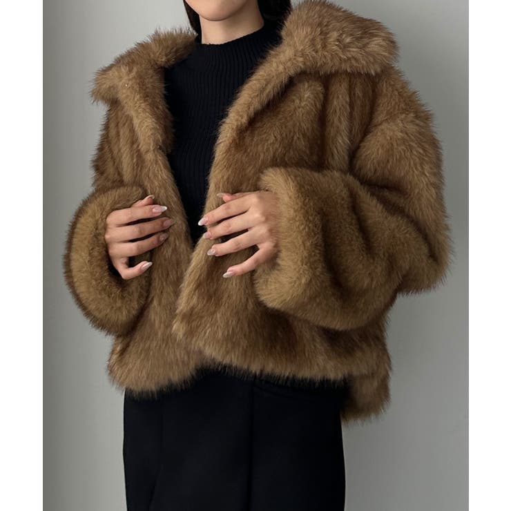 Louere 2wayカラーフェイクファーショートコート[品番：AMTW0012682