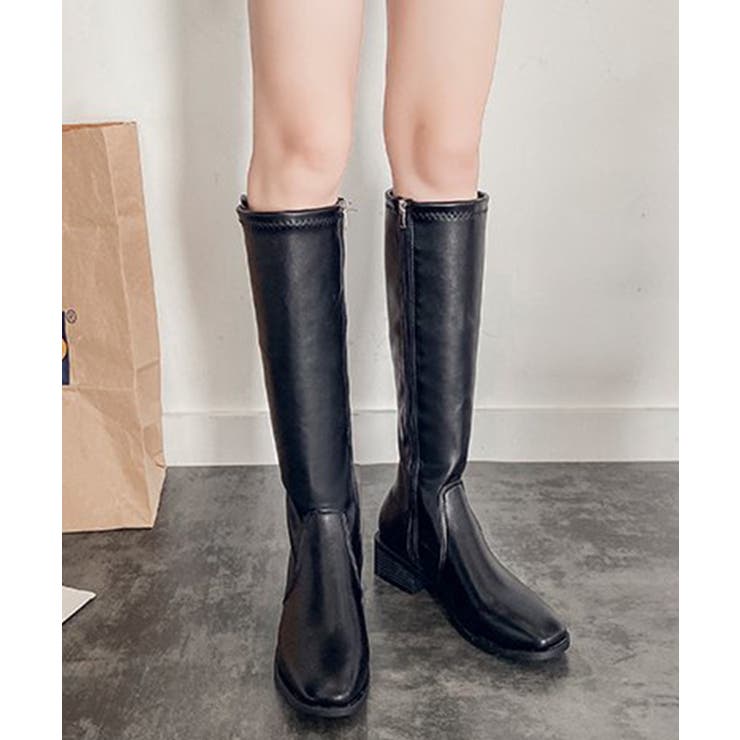 サイドファスナーロングブーツ[品番：AMTW0002313]｜AMOUR BOX