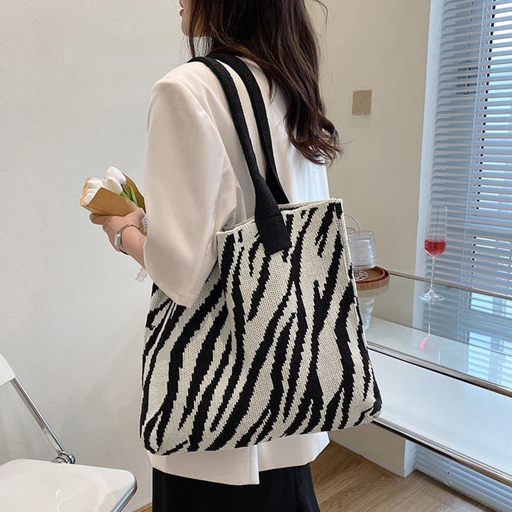 ニットバッグ トートバッグ 大容量かばん[品番：AGCW0004572