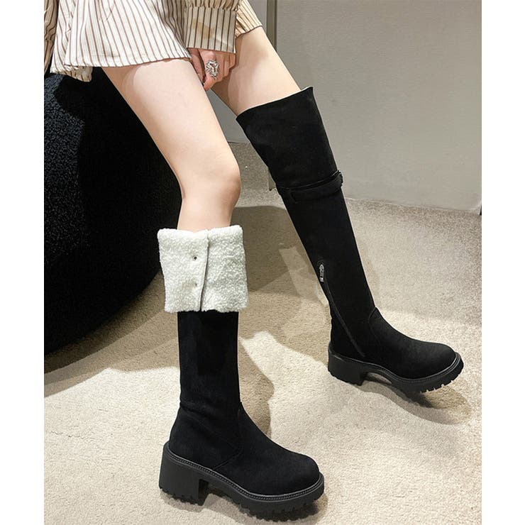 ニーハイブーツ ロングブーツ スエード調[品番：AGCW0006056