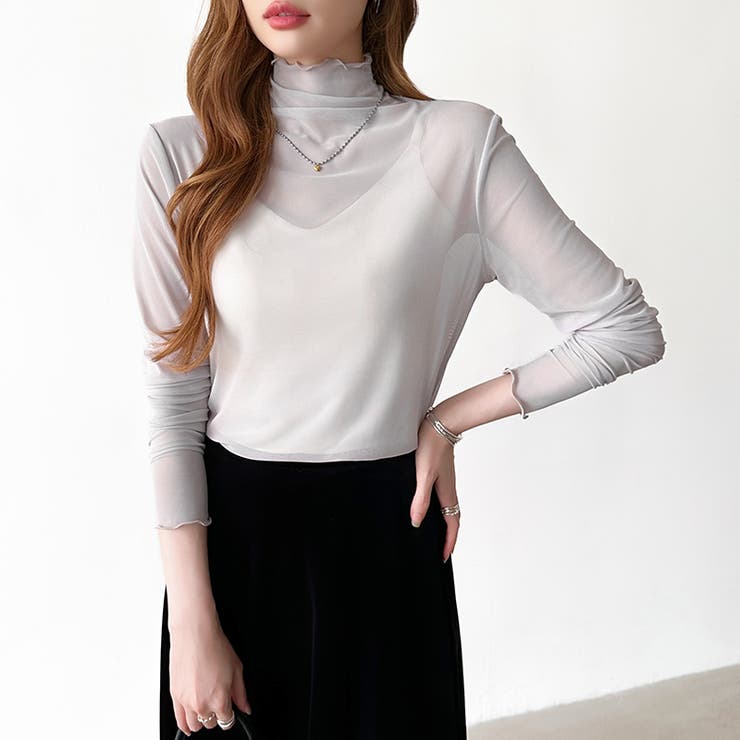 レイヤードにも使いやすい シアートップス ハイネック[品番