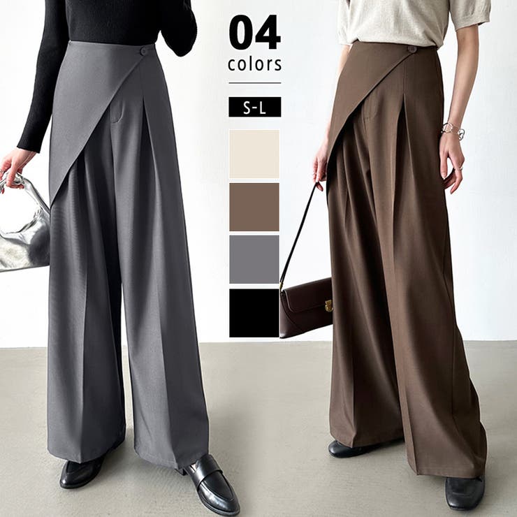 ラップパンツ スラックス ワイドパンツ[品番：COCW0006263]｜COCOMOMO