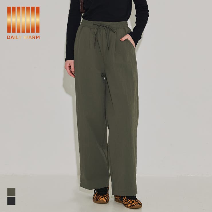 DAILY WARM】ウォッシャブル ナイロン微起毛タックパンツ[品番