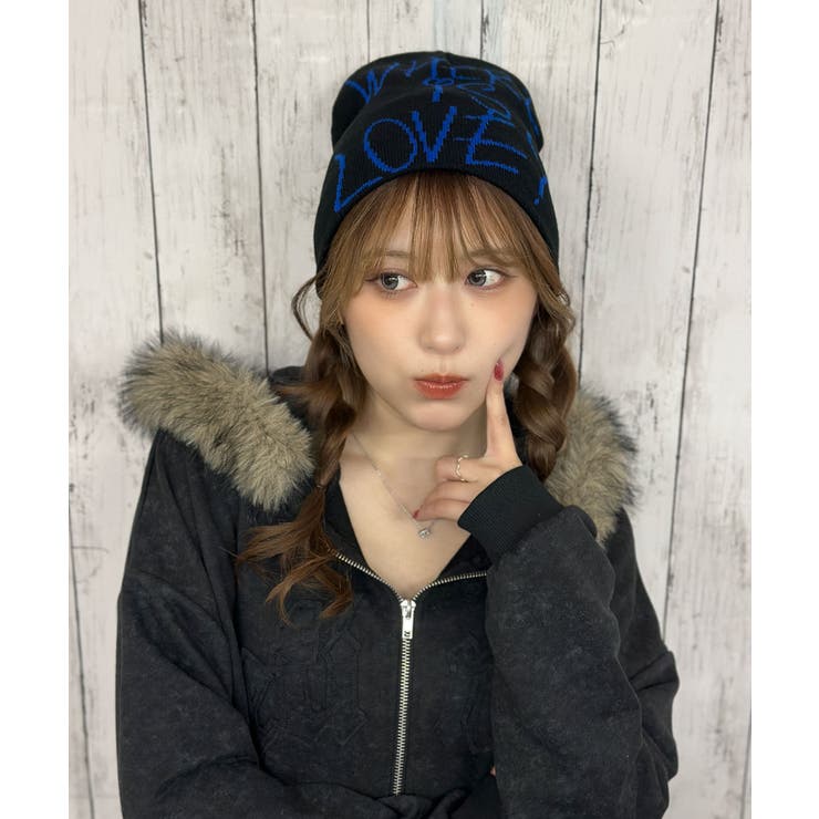 英字LOVEメッセージ×存在感デザイン》ニットビーニー帽／秋冬[品番