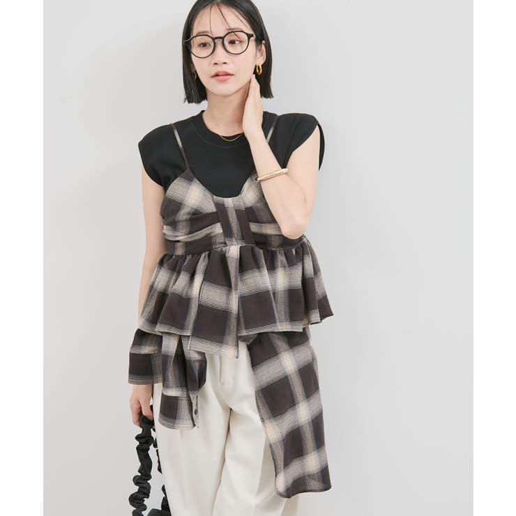 オンブレチェックリボンビスチェ[品番：VISW0050361]｜VIS （ビス ）の