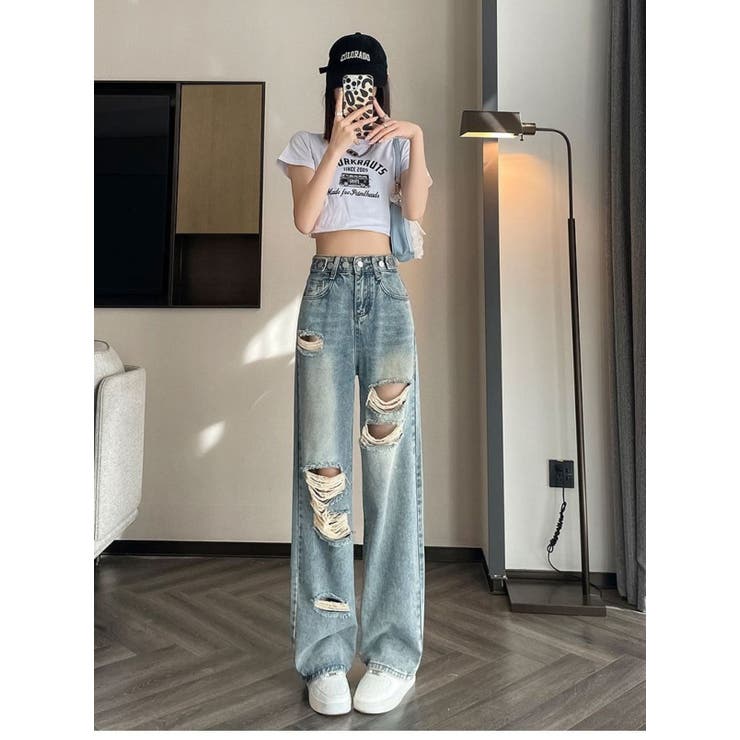 ブロークンデニムパンツ[品番：LPSW0009595]｜LETee（レティー）の