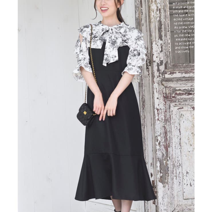 ボータイフリルブラウスドッキングワンピース[品番：RPSW0001818]｜rps