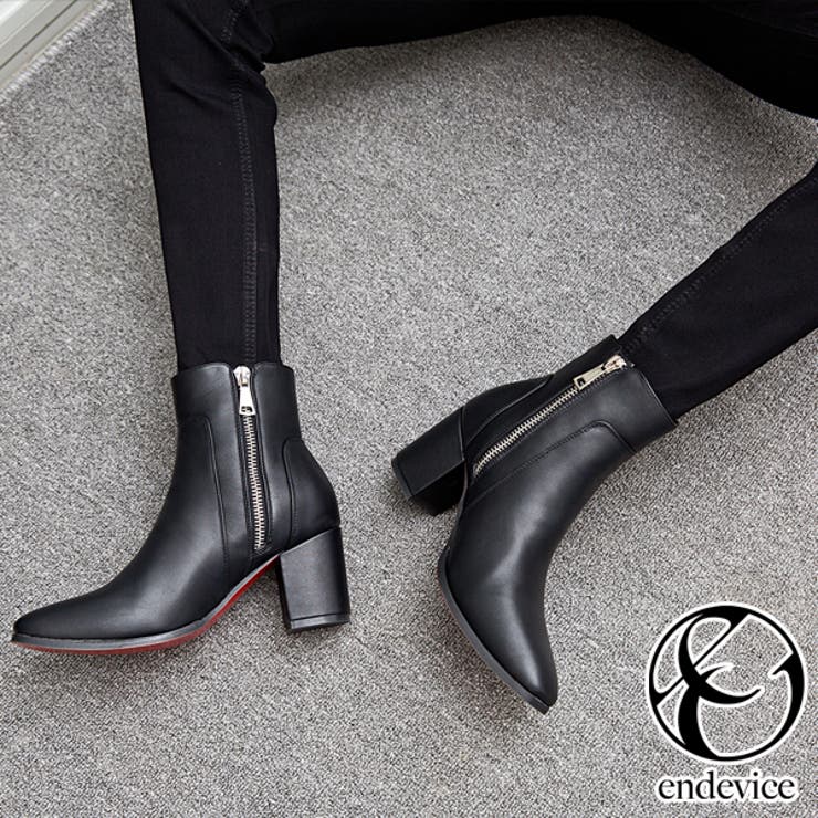 ダブル メタルジップ ヒールブーツ / ハイヒール[品番：XO000002985