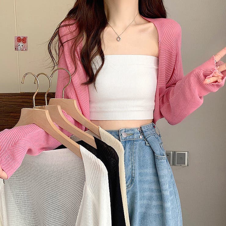 ドルマンスリーブショート丈カーディガン 春 夏[品番：SHNW0009191