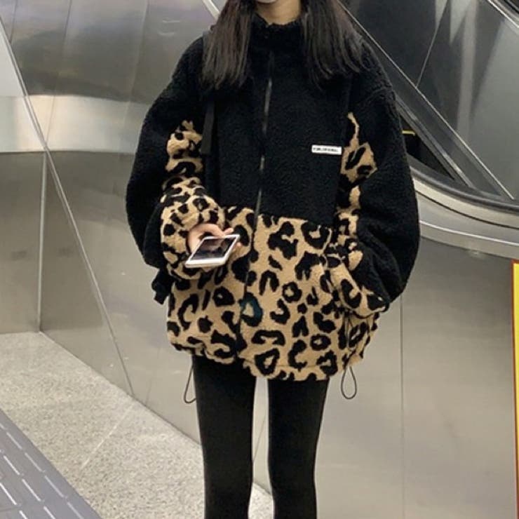 ボアコート レオパード柄 韓国ファッション[品番：SHNW0008352]｜Sibra