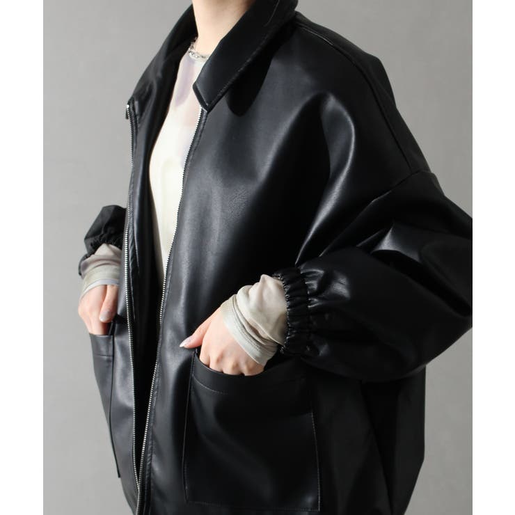 フェイクレザーZIPブルゾン[品番：SPRW0010018]｜SpRay（スプレイ）の