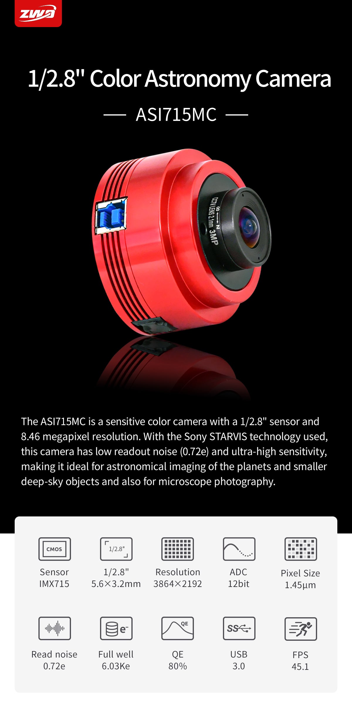 ZWO ASI715MC Planetary Colour Camera (ASI715MC) – All-Star
