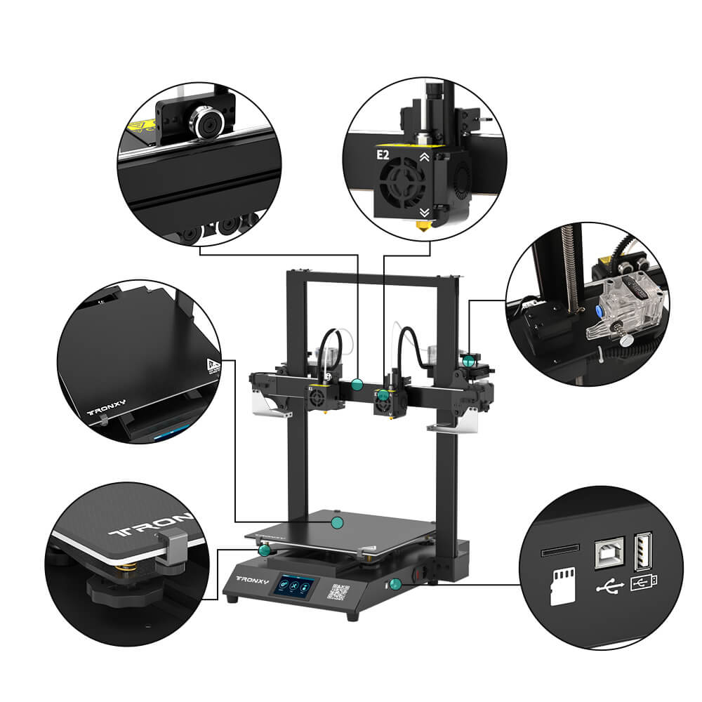 Kit stampante 3D Tronxy Gemini S doppio estrusore IDEX