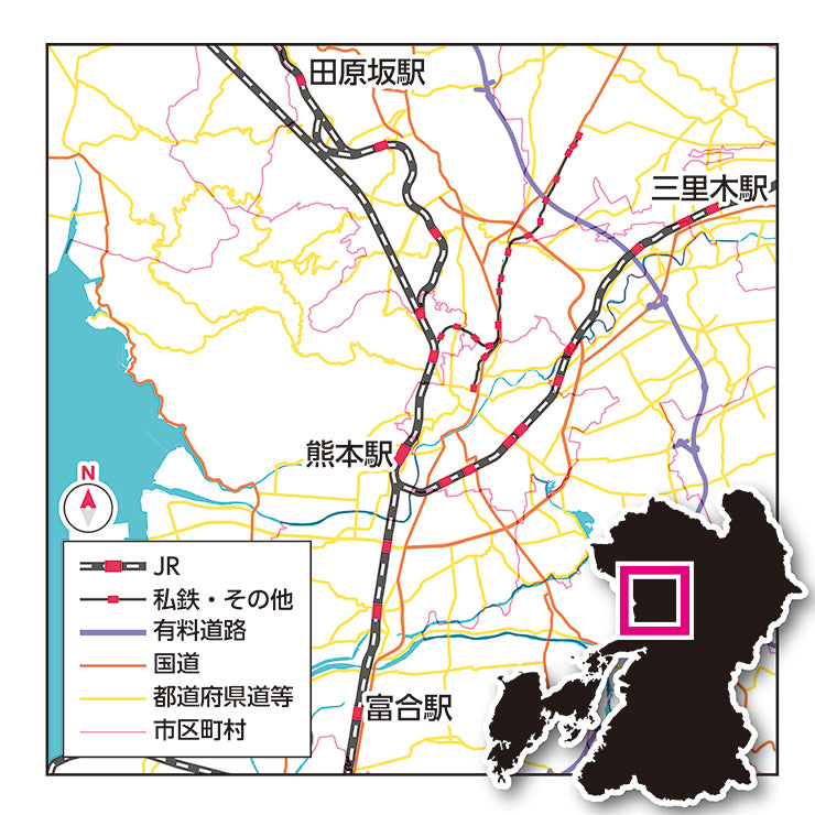 ハンカチ / 熊本県｜地図グッズ｜Map Design GALLERYオンラインストア