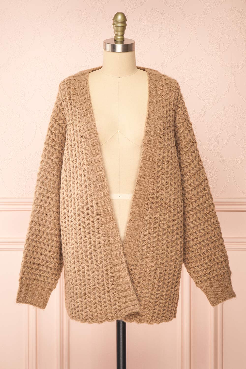 Francoise Grey Knit Open-Front Cardigan | La petite garçonne