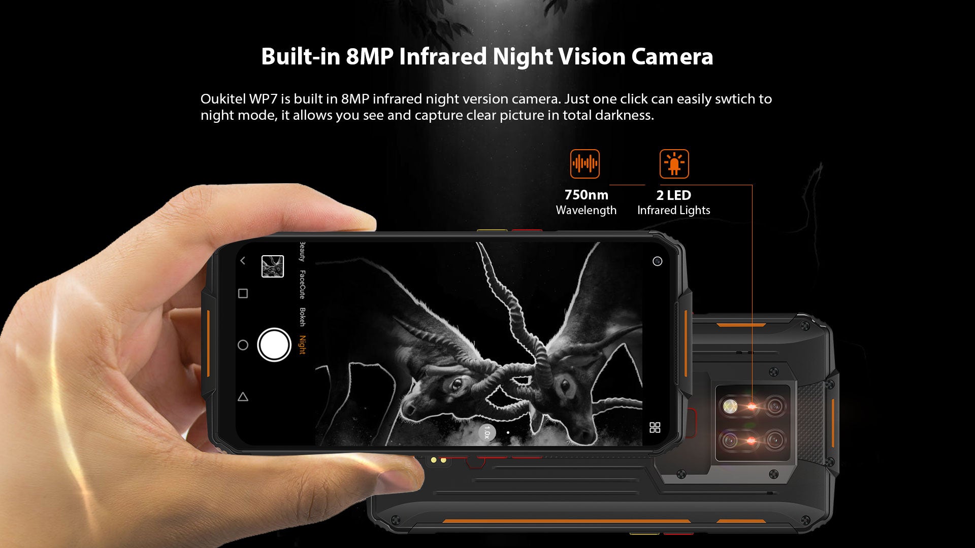 Modular Rugged Phone - OUKITEL WP7 Infrared Night Vision Smartphone