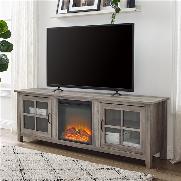 Walker Edison Farmhouse Fireplace TV Stand - 2-Door - 70-in x 24