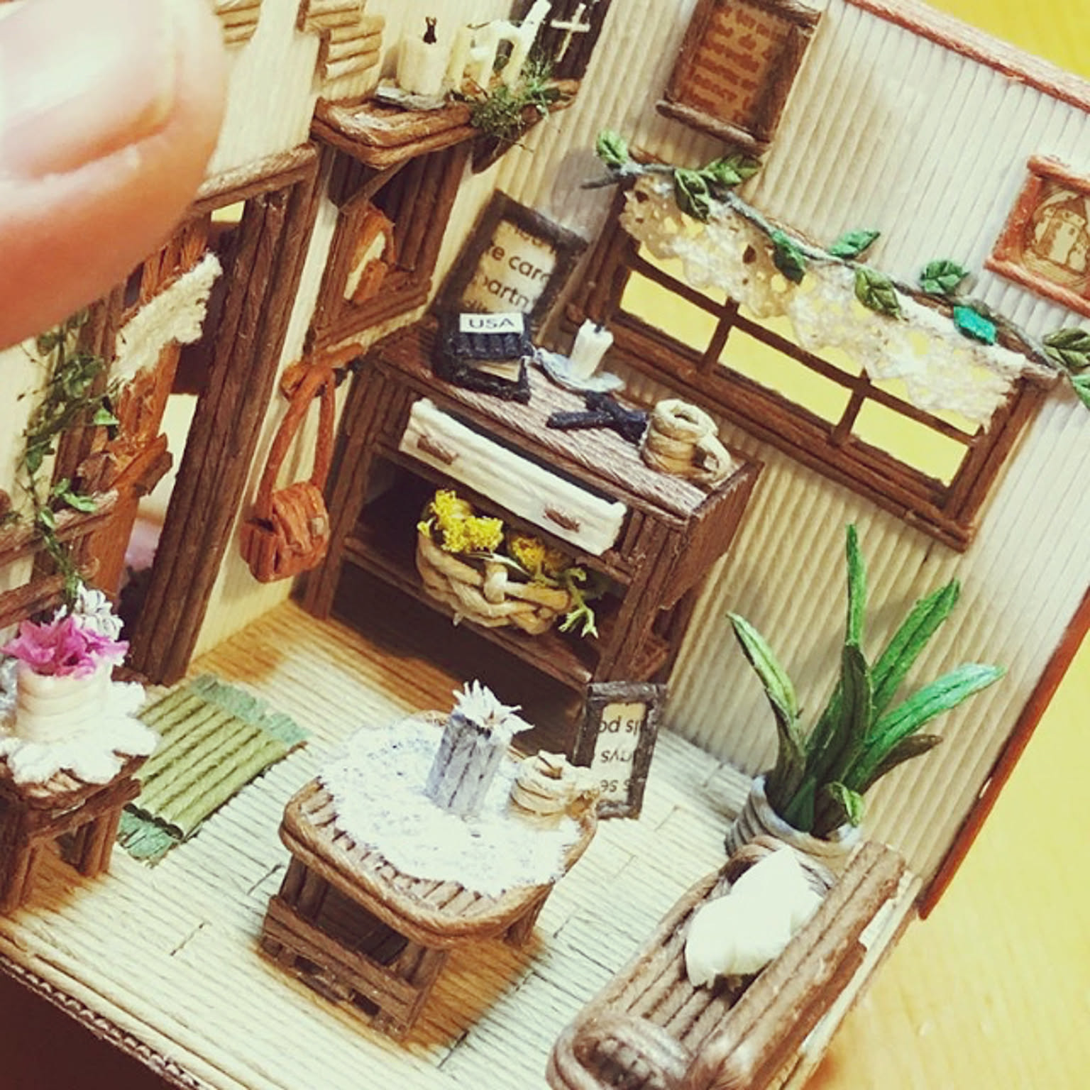 ハンドメイド/紙バンドで作るミニチュア/クラフトバンド/カントリー風