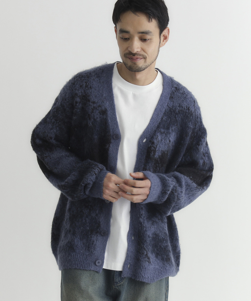 シャギーニットグラデーションカーディガン(M ブルー): トップス