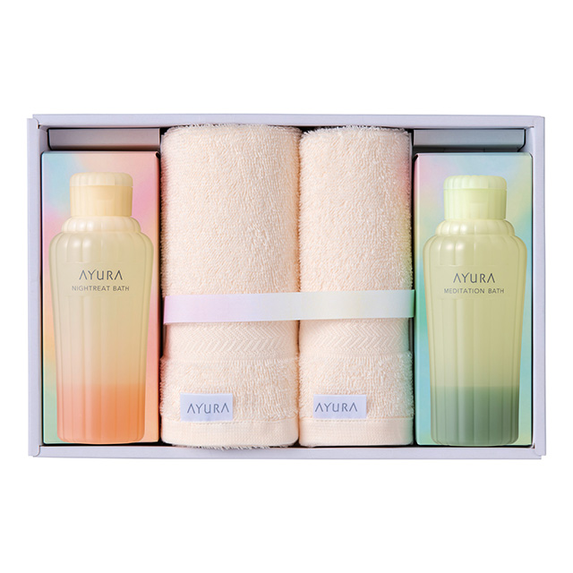 アユーラ[AYURA]の入浴料2本＆フェイス・ウォッシュタオルセット