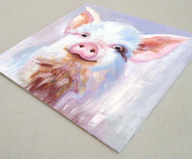 10%OFF】ロシア 豚の肖像画オリジナル油絵家畜アート面白い壁アート