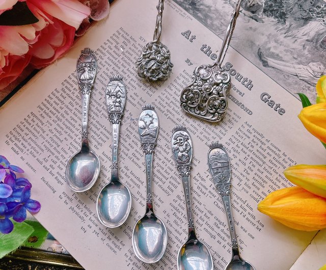 台湾 英国シルバーメッキ食器、立体彫刻コーヒースプーン、花柄ティー