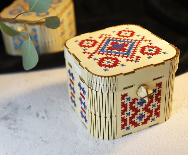 木製ボード刺繍ジュエリーボックス DIY セット木製刺繍クリエイティブ