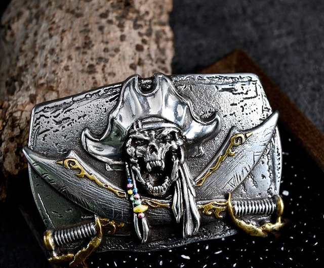 送料無料】台湾 海賊スカル デザインベルトバックル / ベルトヘッド