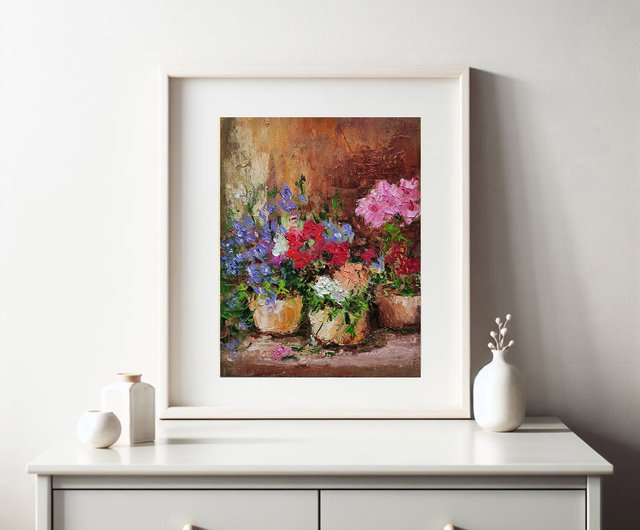 10%OFF】ロシア 花束オリジナル油絵鉢植え花ウォールアートギフト
