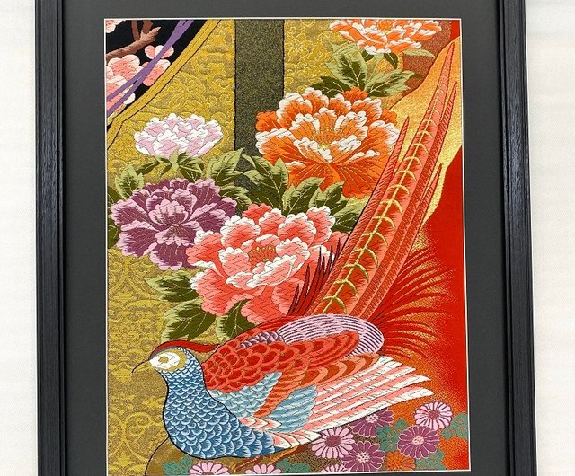 色打掛からつくるアートパネル vintage 刺繍着物 和モダン 和風