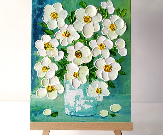 アクリル画 白いダリア アクリル画白いダリア