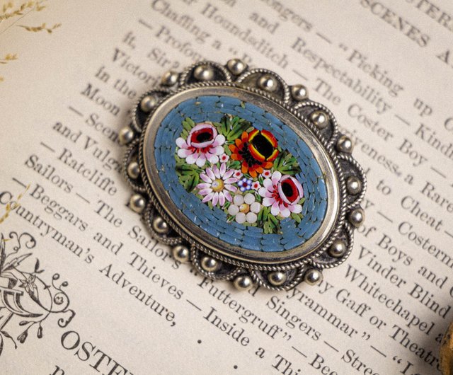 送料無料】台湾 イタリア製アンティーク マイクロモザイク伝統工芸