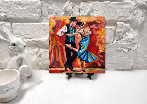 ロシア タンゴ絵画アート ダンスカップル絵画 オリジナルアート 油絵