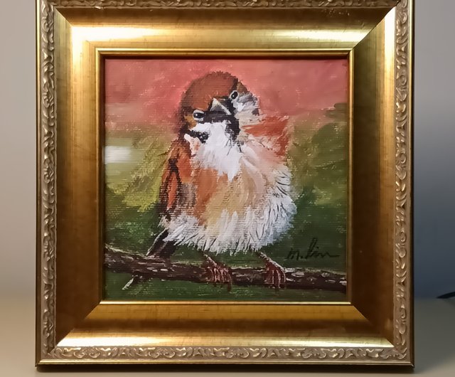 送料無料】台湾 鳥の視線 オリジナル油絵 今しか手に入らないユニーク