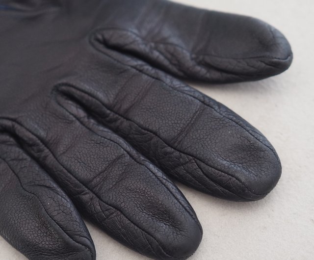 HERMES エルメス シェーヌダンクル レザー グローブ ブラック ゴールド