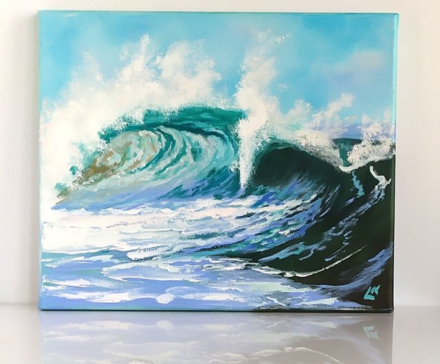 送料無料】ブルガリア ビッグウェーブ油絵 海景アート 海の波の絵 風景