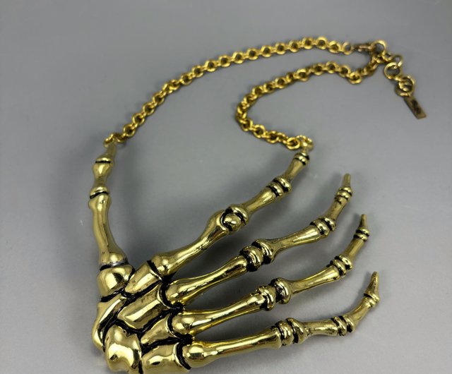 タイ 解剖学 スケルトンハンドネックレス ボーンジュエリー 真鍮製 4