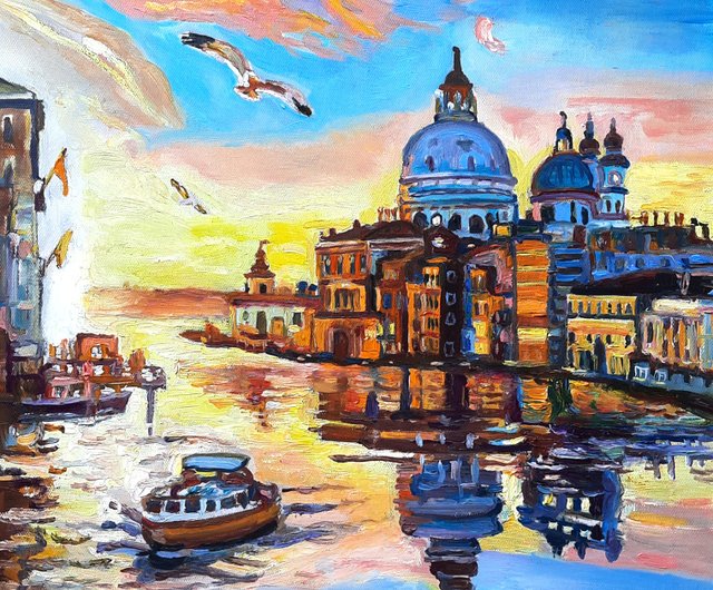 ロシア サンセットアートイタリア絵画オリジナルアート油絵壁の装飾