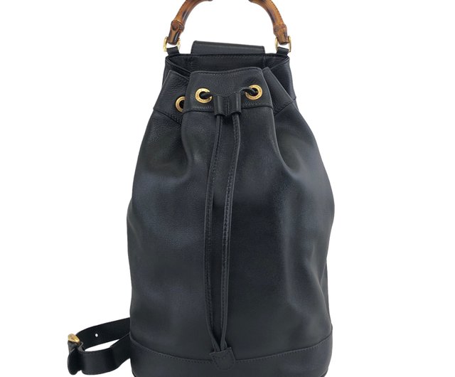 日本直送 名牌中古包 】GUCCI グッチ バンブー レザー 巾着 ショルダー
