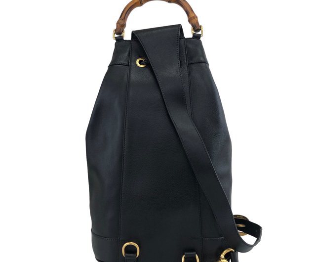 日本直送 名牌中古包 】GUCCI グッチ バンブー レザー 巾着 ショルダー