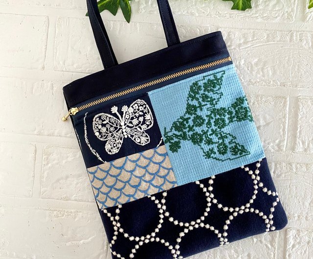 ミナペルホネン パッチワーク 刺繍 バッグ minaperhonen ユーカリの実