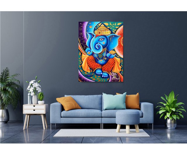 送料無料】ロシア ガネーシャ絵画インドオリジナルアート Ganapati