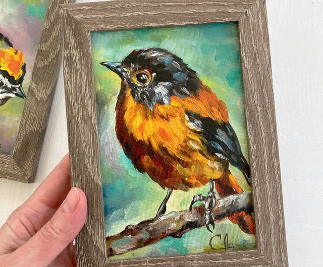 ロシア 鳥油絵鳥の壁アート鳥アート額入り絵画小さな絵 Soulart - Pinkoi