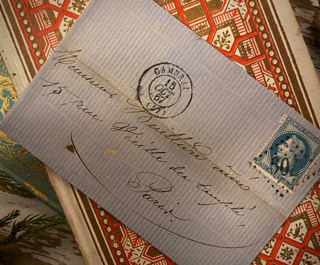 台湾 19 世紀のフランスの手書きのアンティーク手紙（郵便料金付き