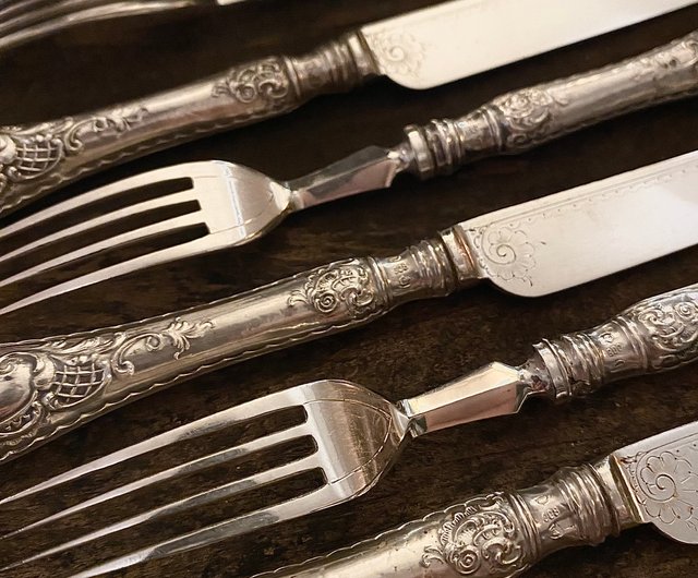 台湾 ドイツ第二帝政時代 - 装飾的なスターリングシルバー800ハンドル